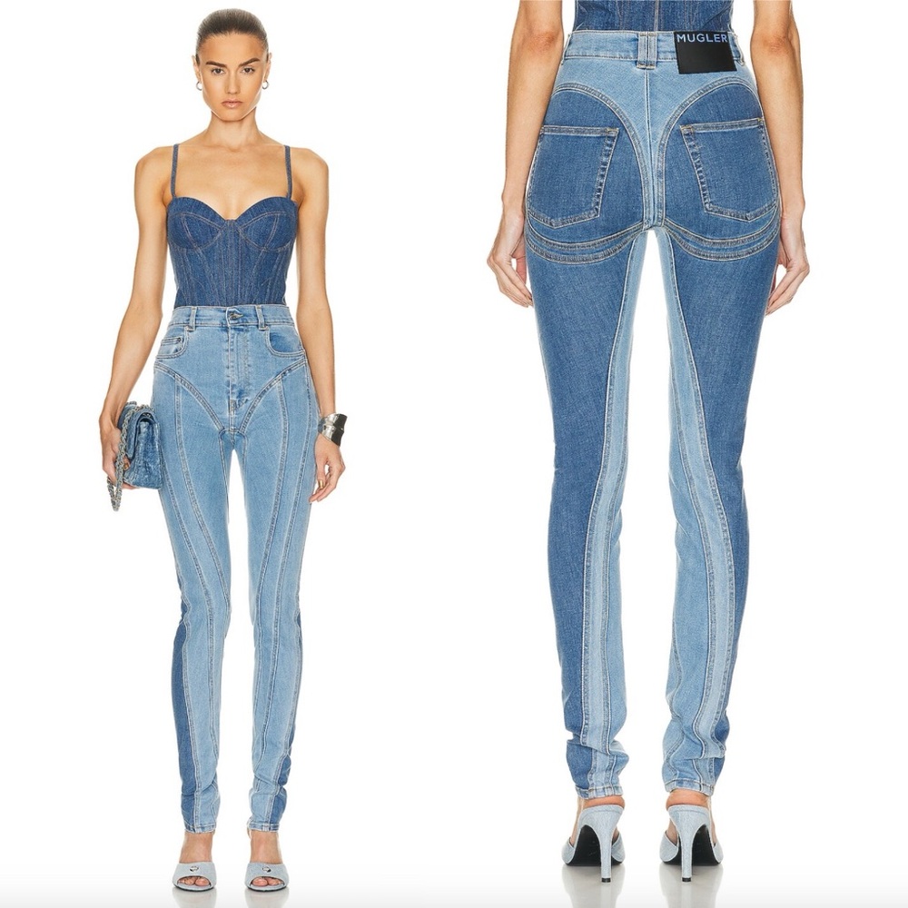 Mugler Spiral High Rise Skinny Jeans